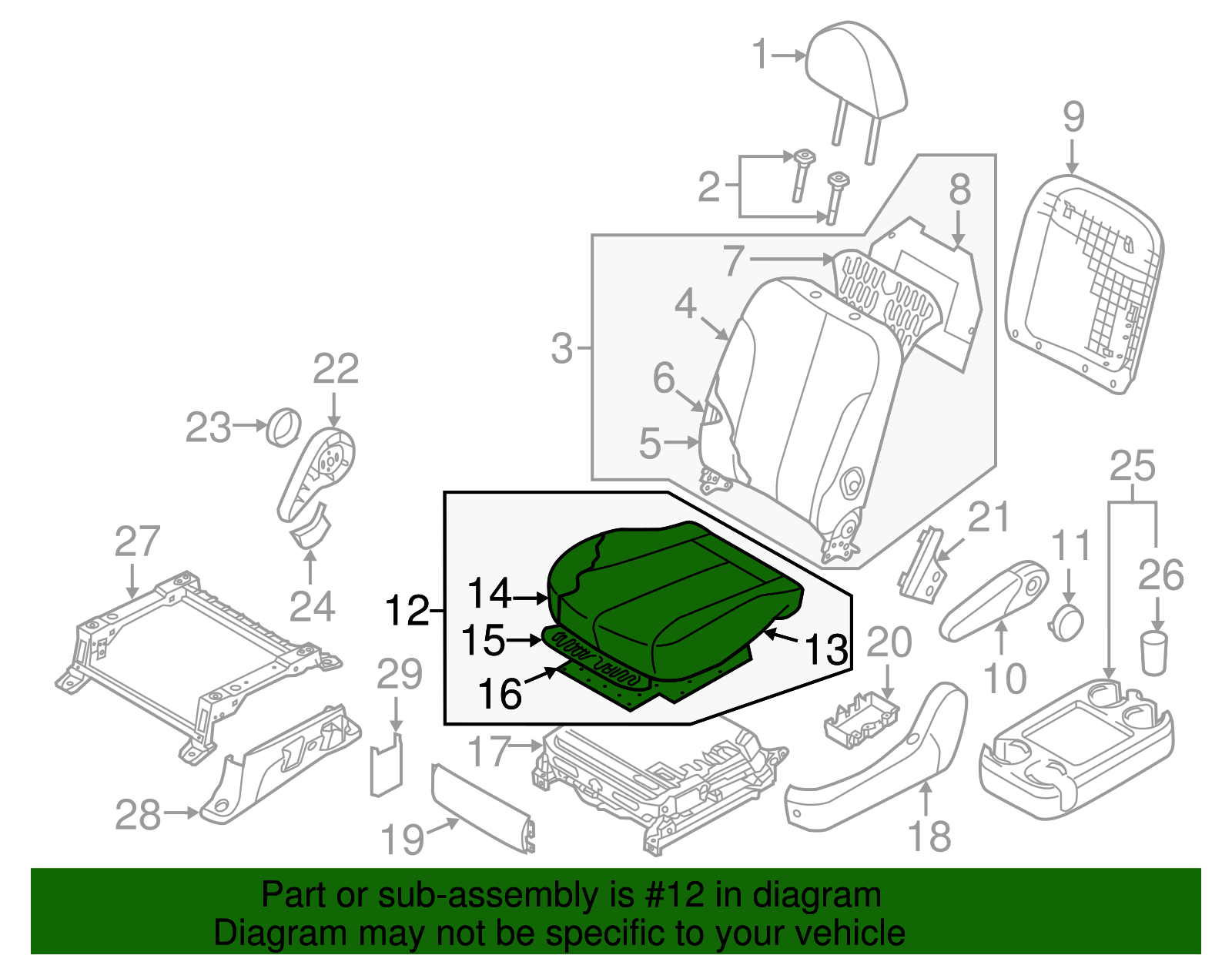 Seat Cushion - Kia (88200-4D312AGX)
