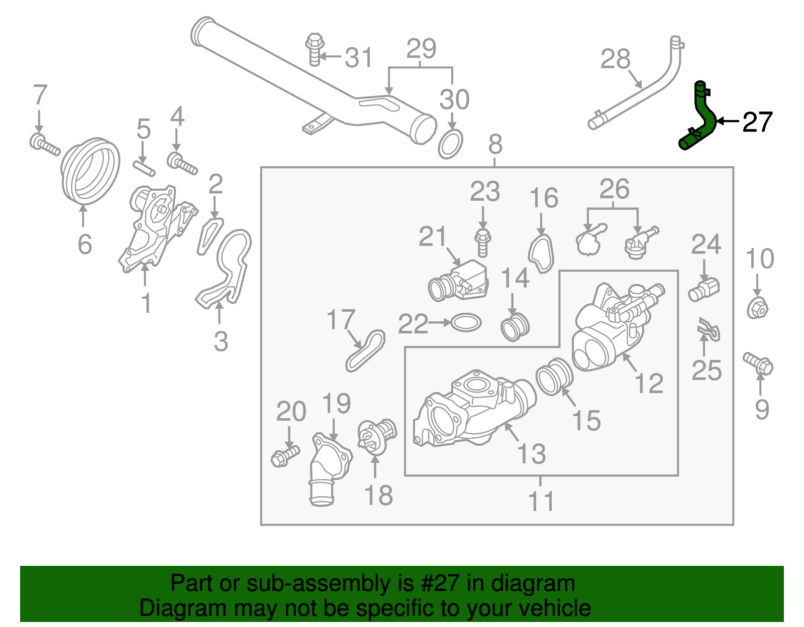 Engine Coolant Hose - Kia (25468-3CAC0)