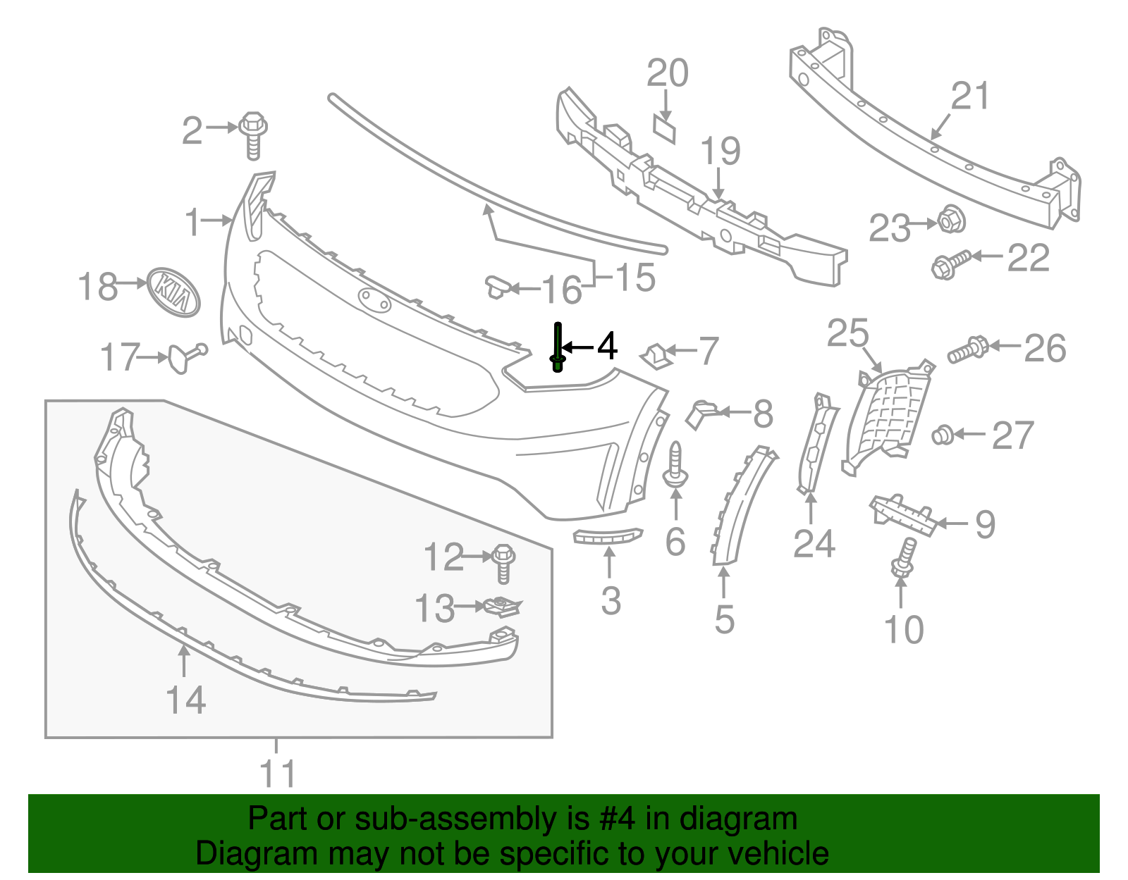 Bumper Cover Reinforcement Rivet - Kia (14160-03130)
