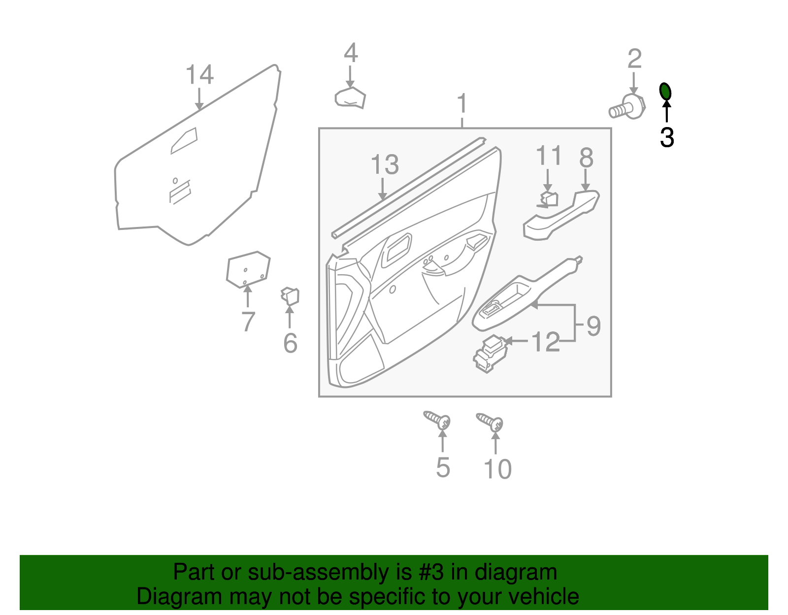 Door Trim Panel Cap - Kia (82314-1E200WK)