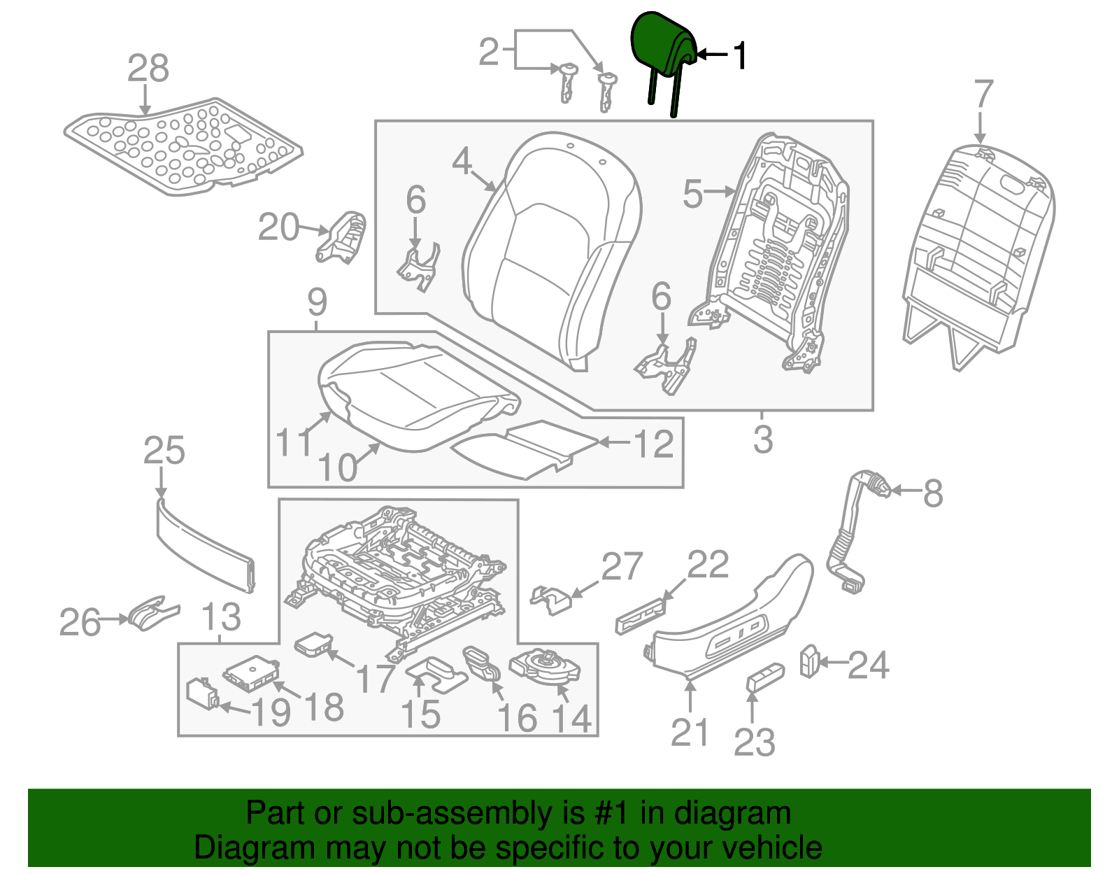 Headrest - Kia (88700-3R540GXV)