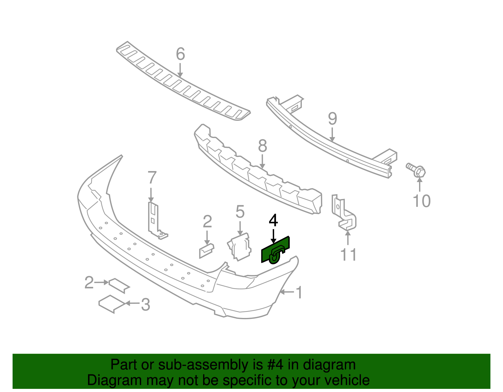 Bumper Cover Bracket - Kia (86613-1F000)