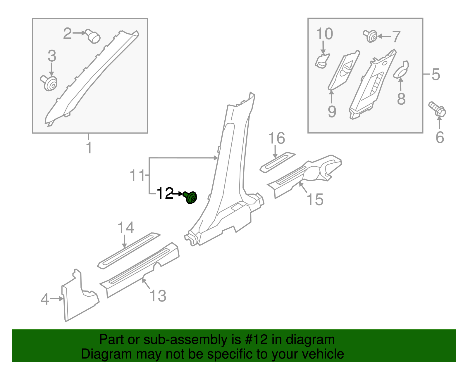 Body A-Pillar Trim Panel Clip - Kia (82315-2P000)