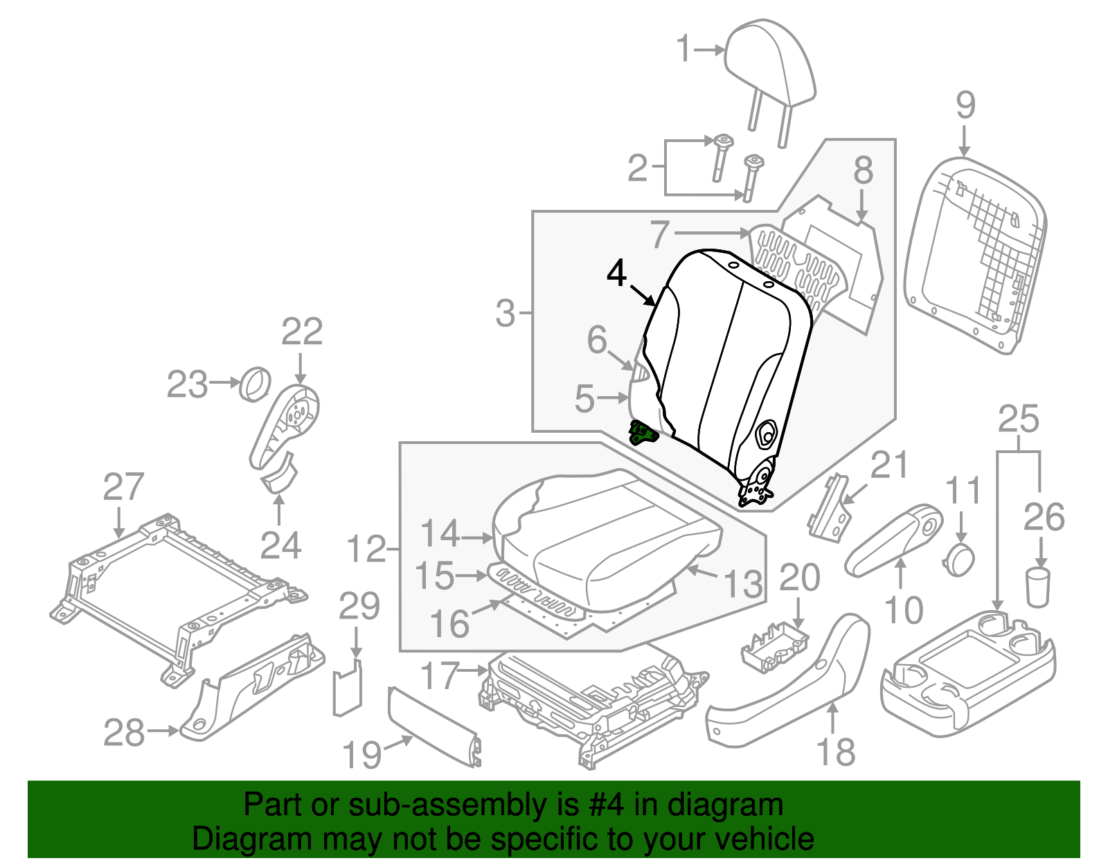 Seat Back Cover - Kia (88460-4D415CS2)
