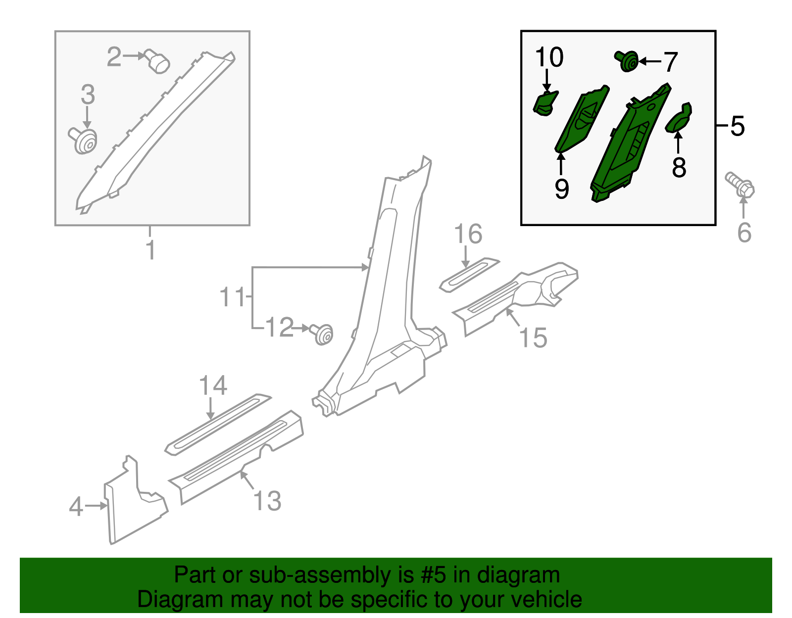Upper Center Pillar Trim - Kia (85840-B2100EQ)