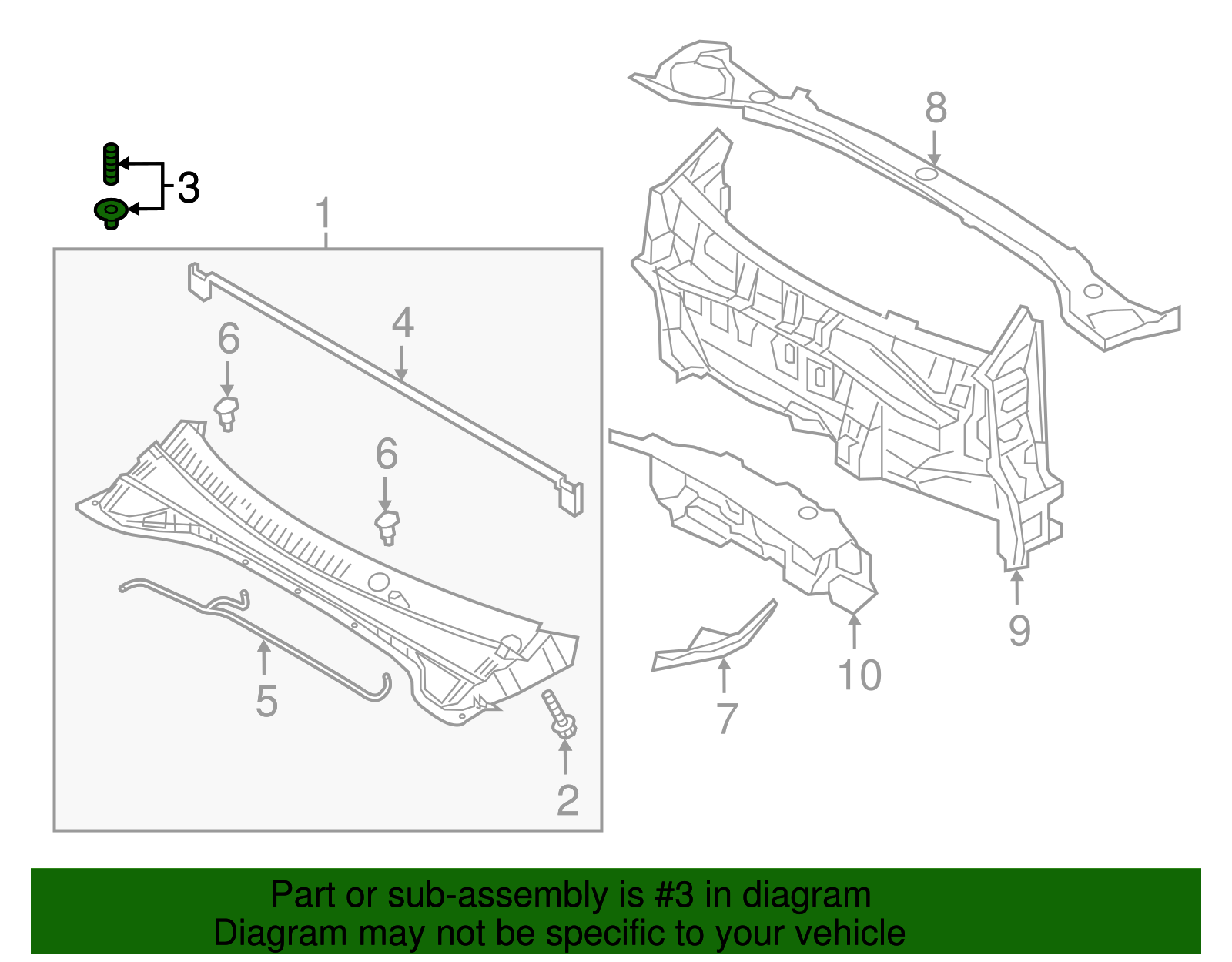 Cowl Grille Retainer - Kia (86155 2H100)