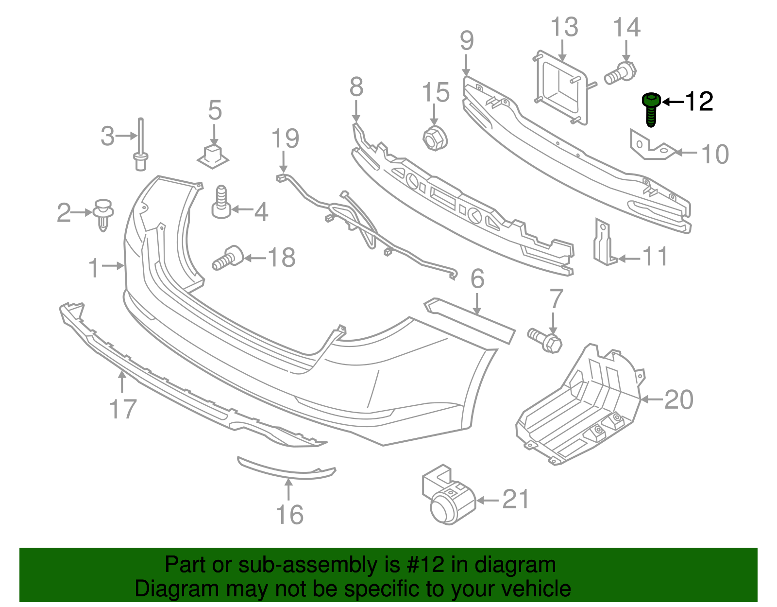 Bumper Cover Retainer Screw - Kia (12493-05167B)