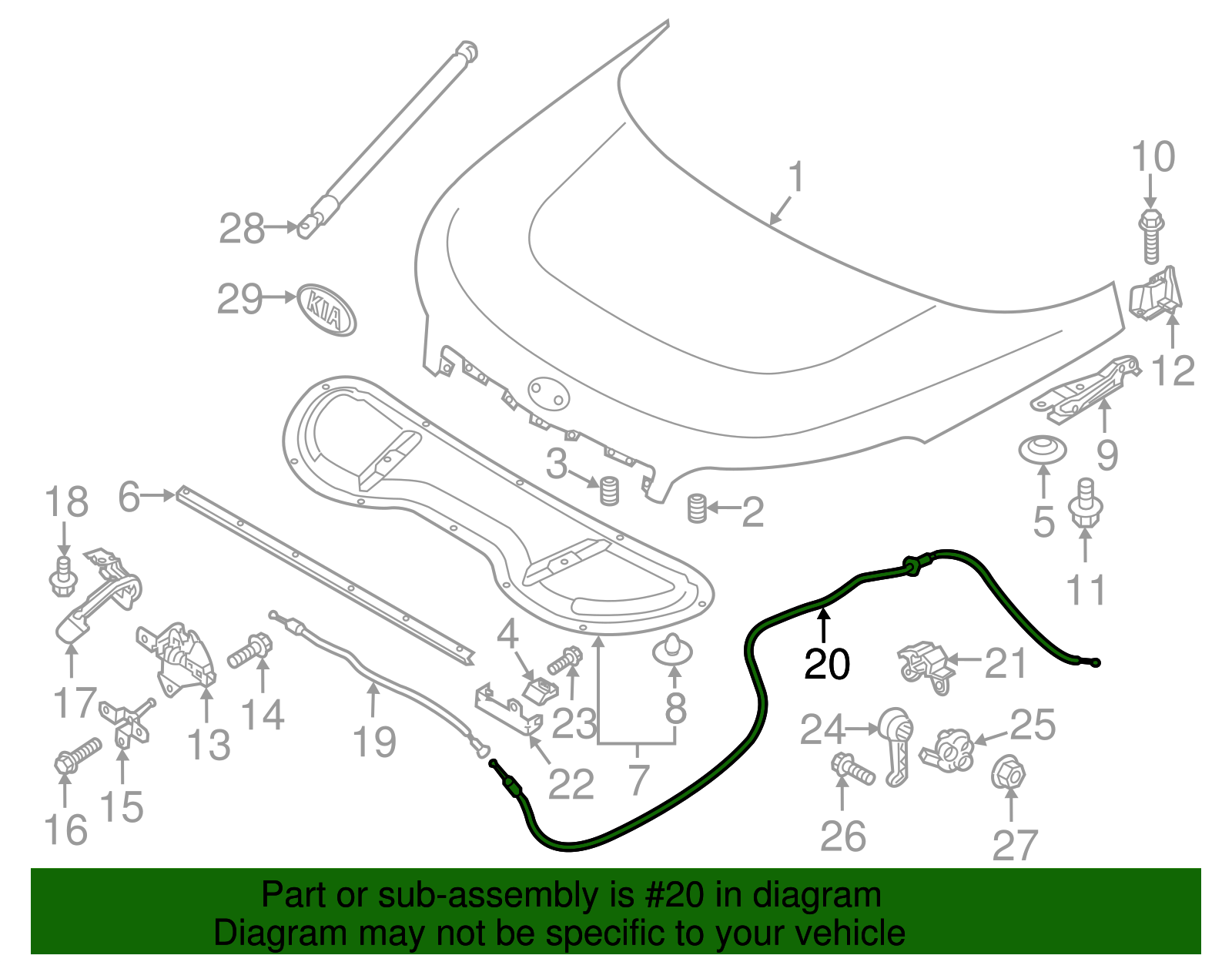Release Cable - Kia (81190-B2000)