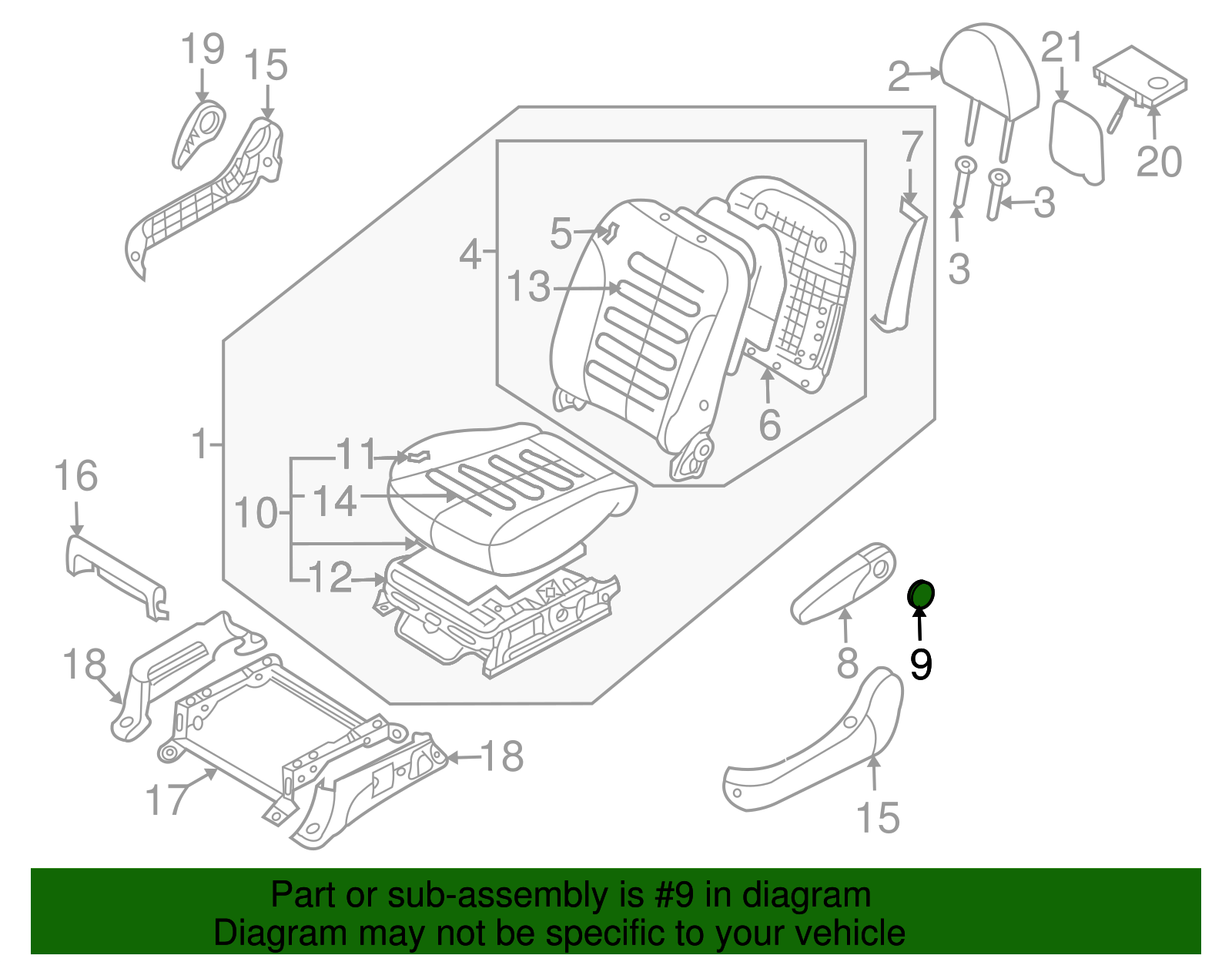 Armrest Cap - Kia (88965-4D010CS)