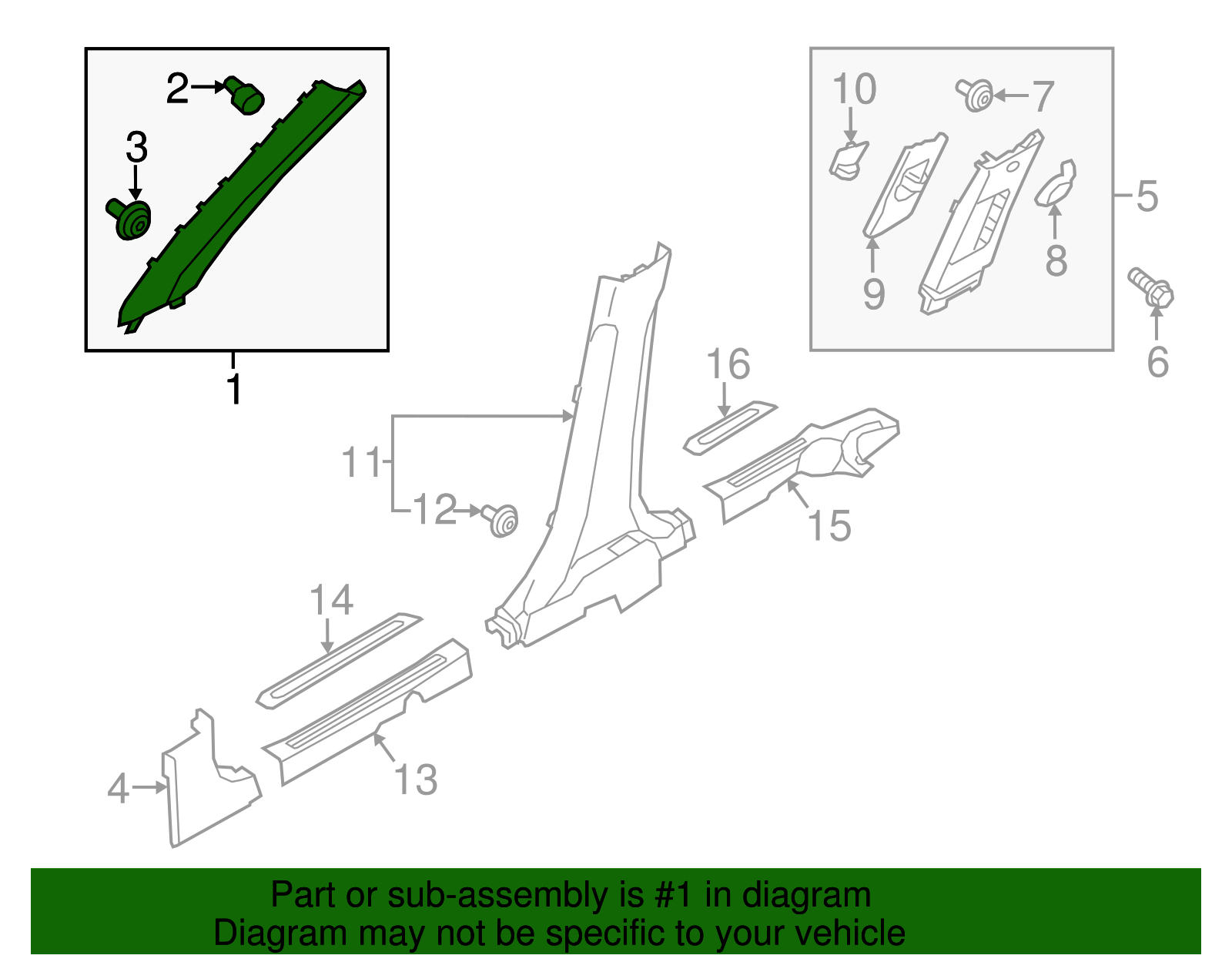 Windshield Pillar Trim - Kia (85820-B2500BF3)