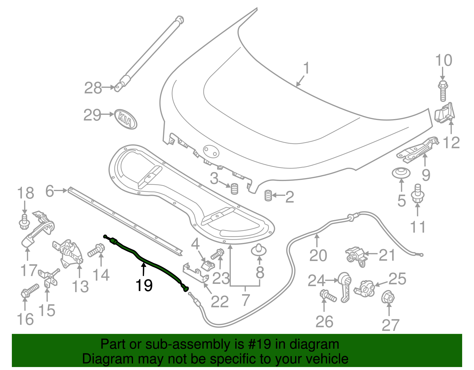 Release Cable - Kia (81190-B2100)