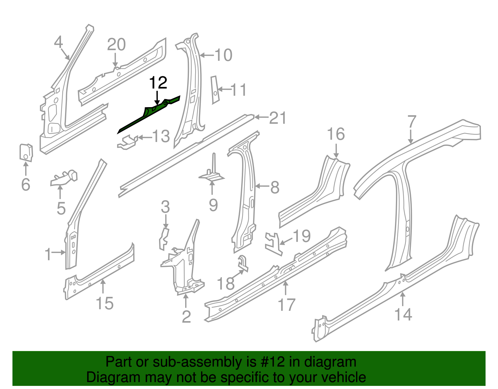 Lower Pillar Reinforced - Porsche (971-810-106-Y-GRV)