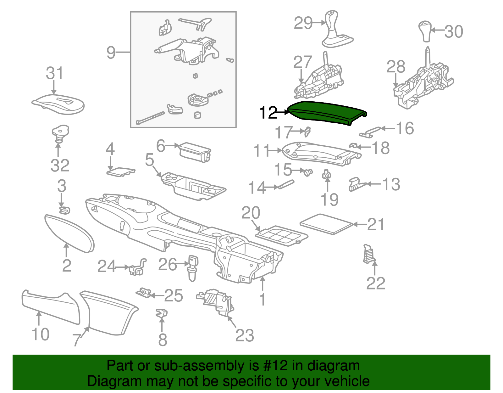 Armrest Cover - Porsche (996-552-155-03-A11)