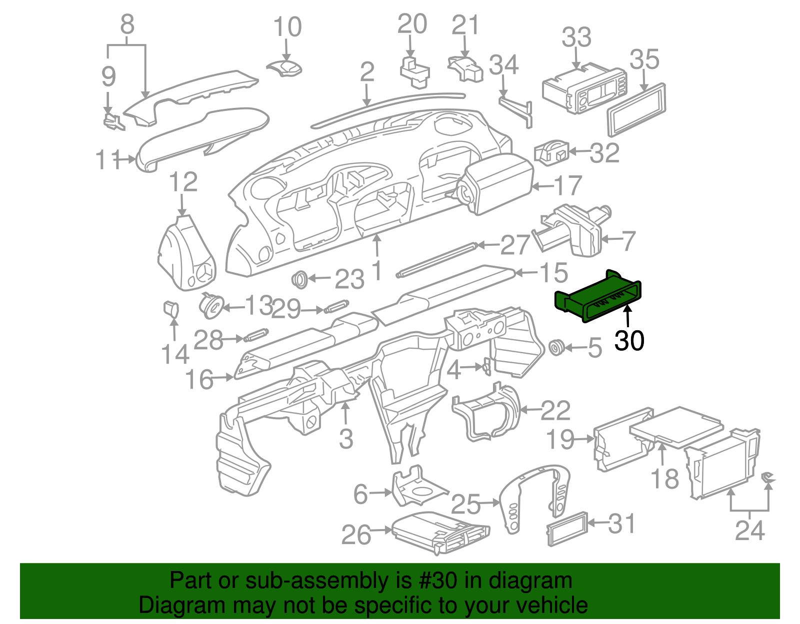 Instrument Panel Storage Compartment - Porsche (996-552-253-01-01C)