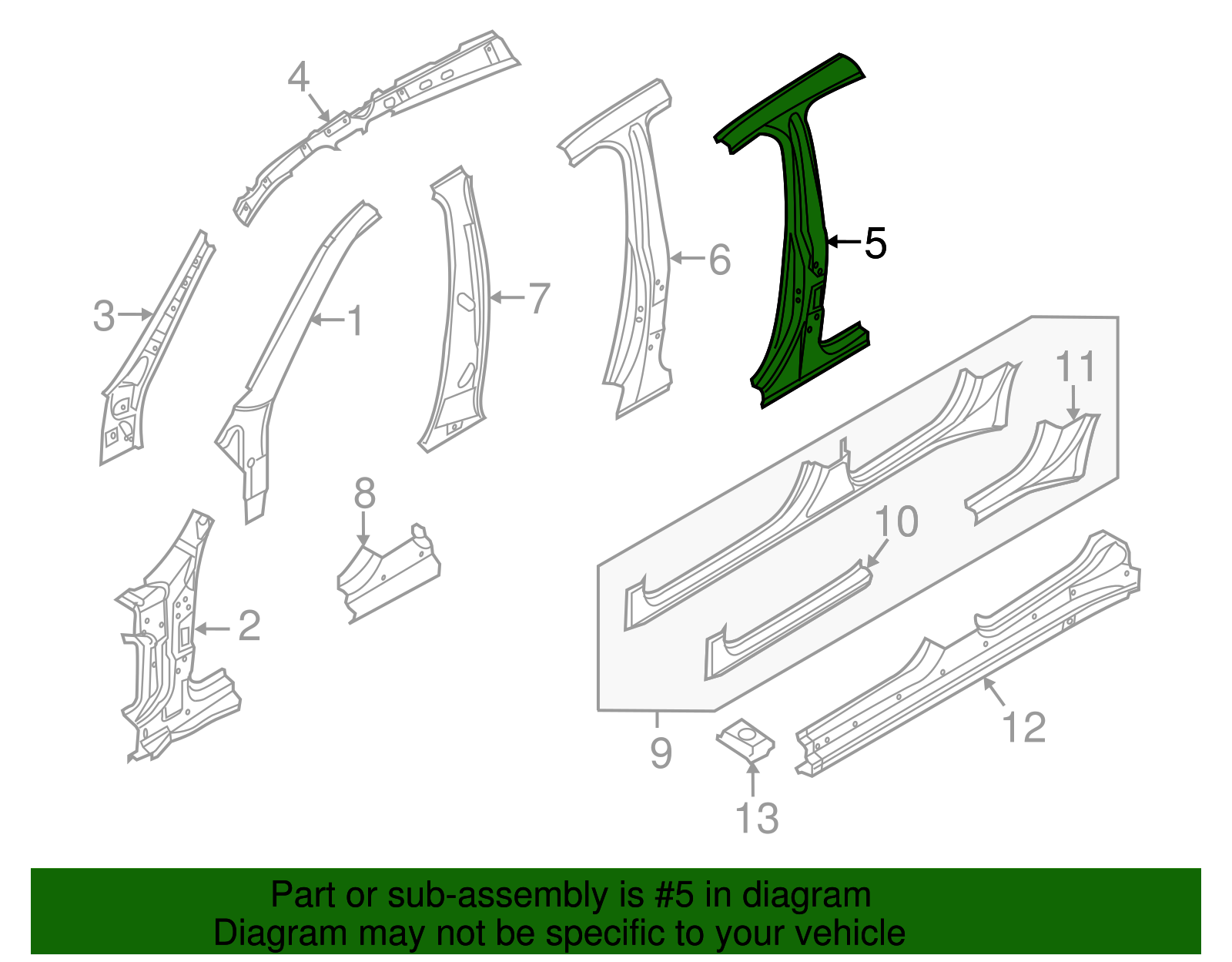Center Pillar - Porsche (970-503-963-01-GRV)