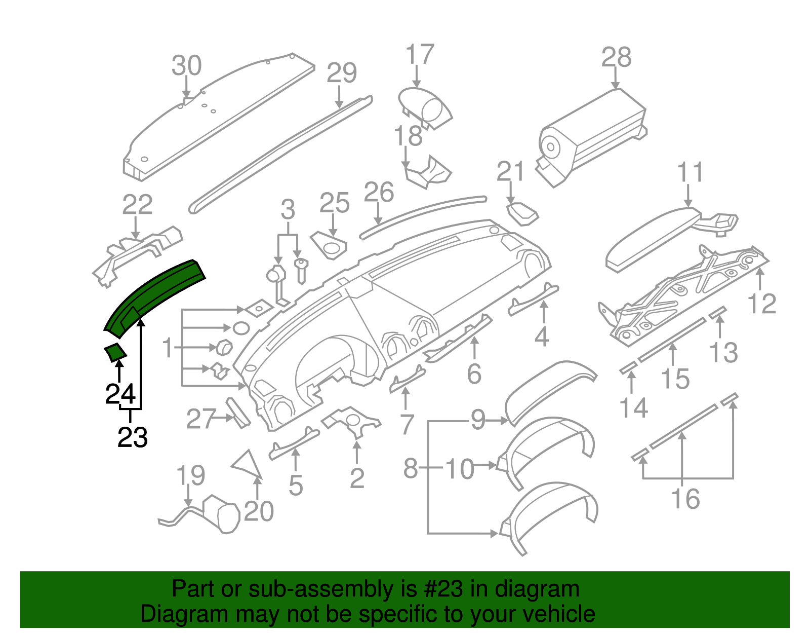Dashboard Air Vent Trim - Porsche (997-552-175-03-N23)