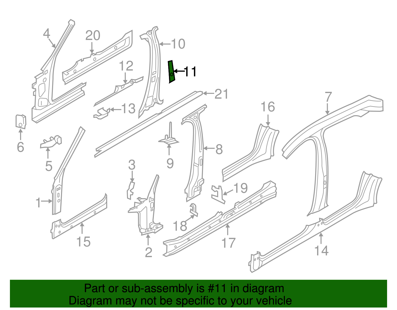 Inner Center Pillar Upper Reinforced - Porsche (971-809-525-Y-GRV)