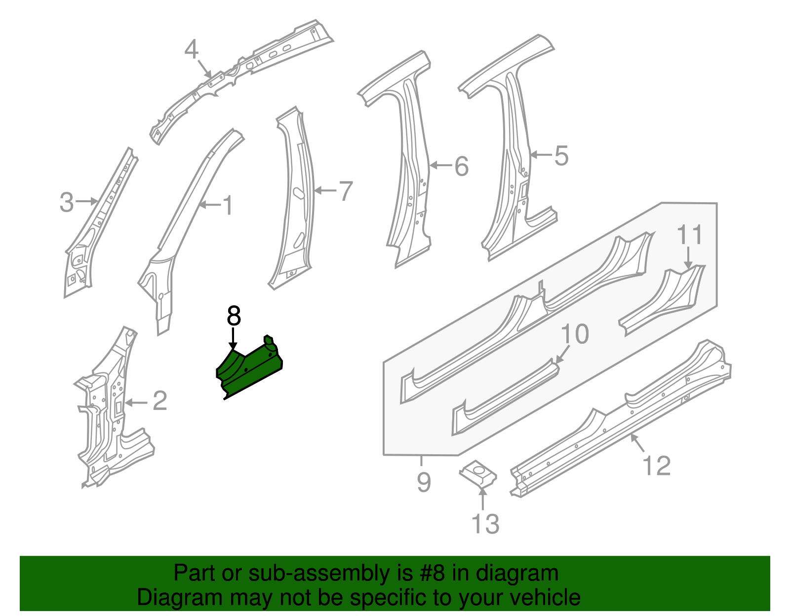 Lower Pillar Reinforced - Porsche (970-501-938-00-GRV)