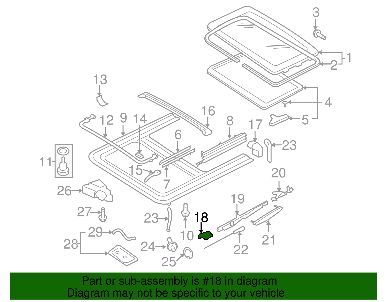 Sunroof Guide Jaw Bracket - Volkswagen (8D5-877-484)