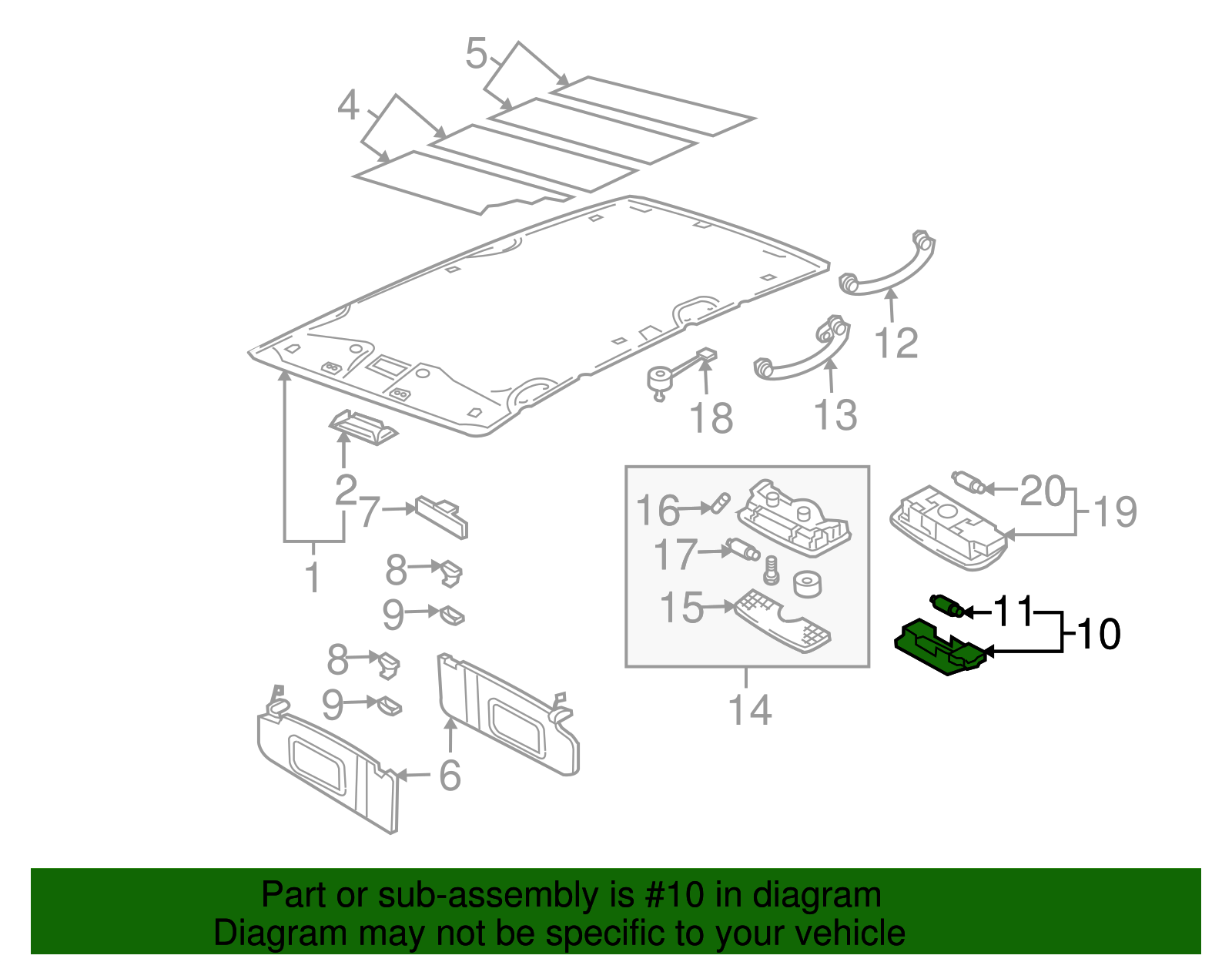 Visor Lamp - Volkswagen (3B0-947-109-8YS)