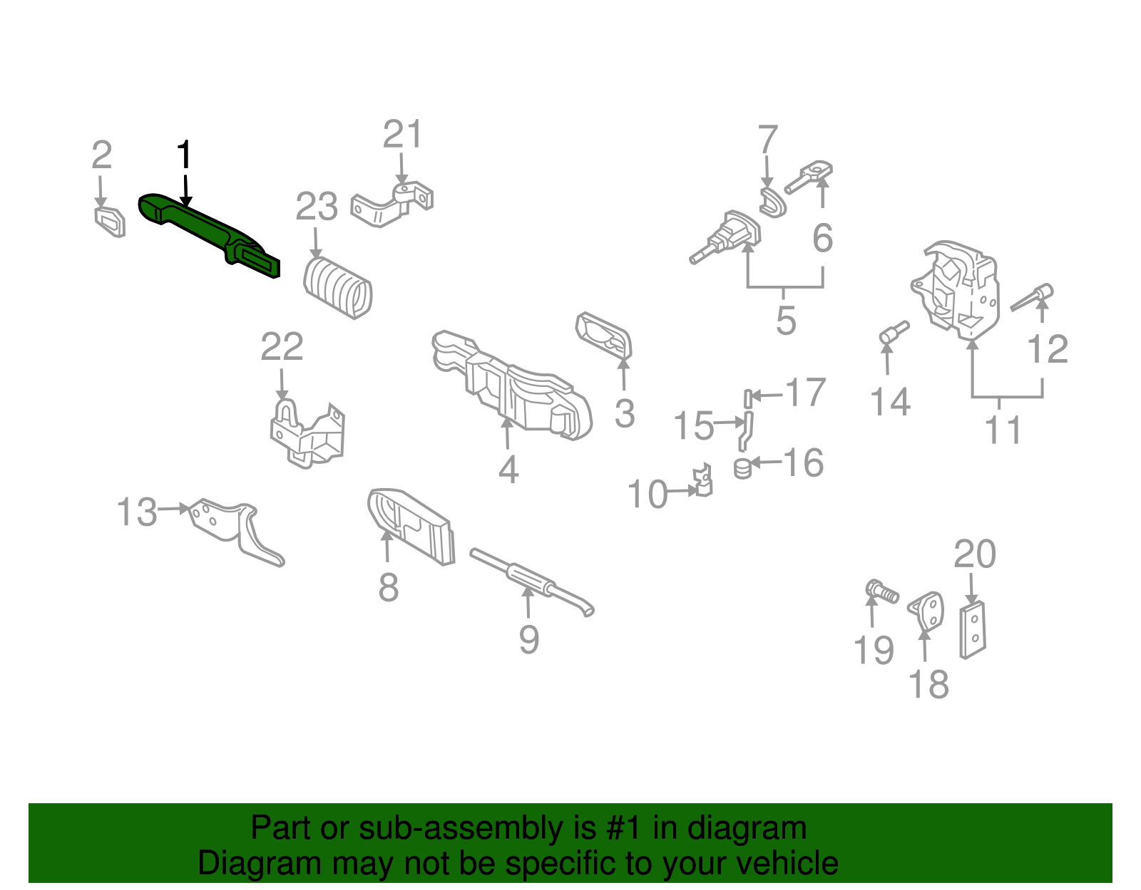 Handle, Outside - Volkswagen (3B0-837-207-G-GRU)