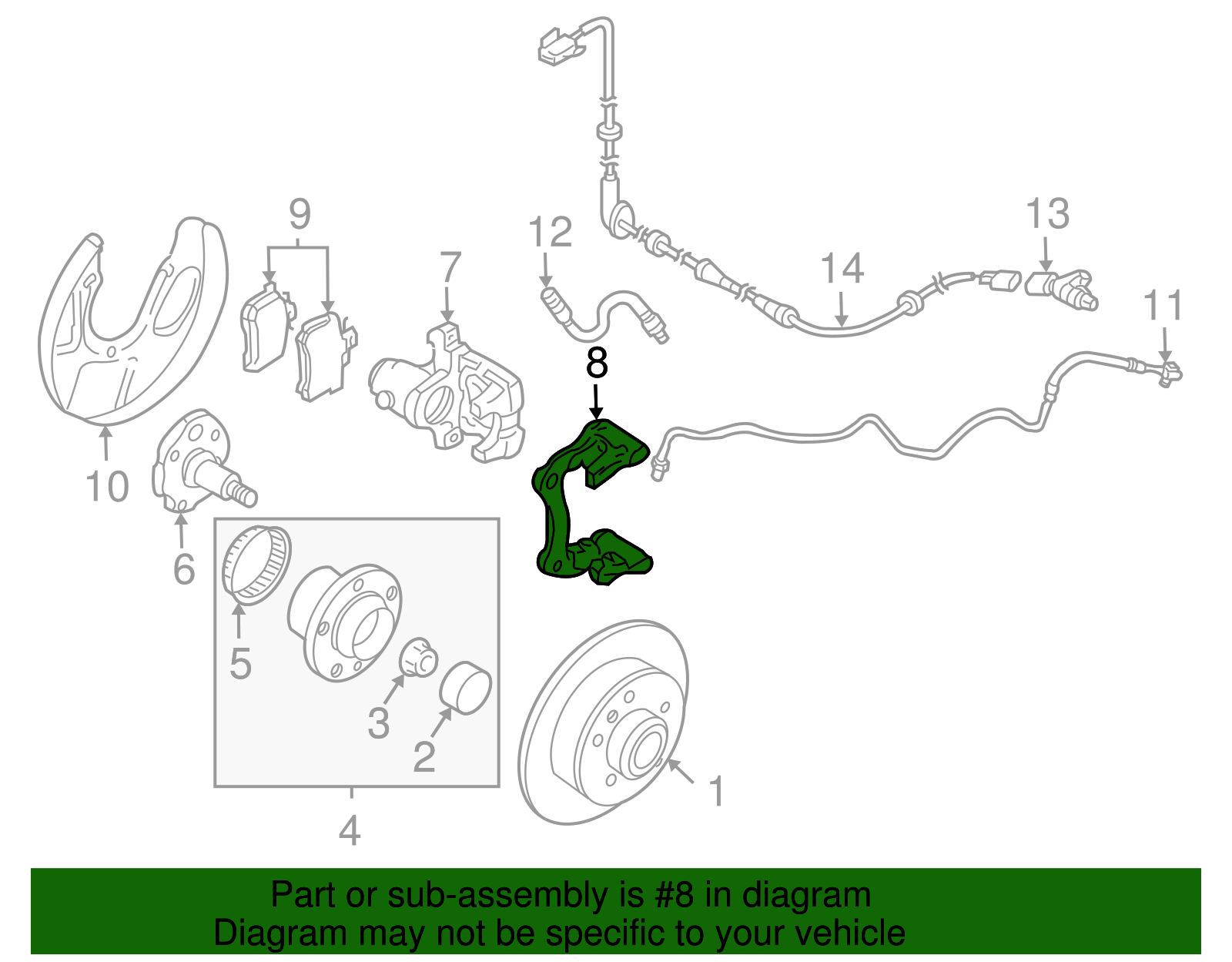 Disc Brake Caliper Bracket - Volkswagen (6Q0-615-426-D)