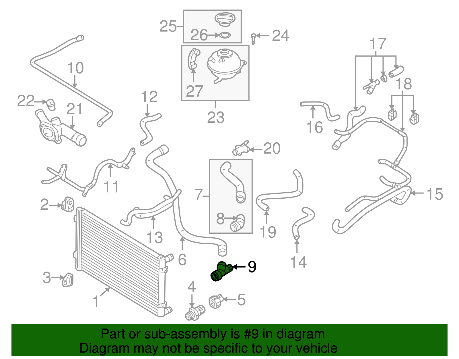 Radiator Coolant Hose Adapter - Volkswagen (6Q0-122-291-F)