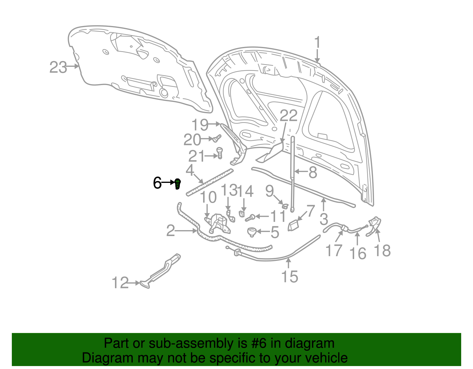 Hood Bumper - Volkswagen (1H0-823-500-B)