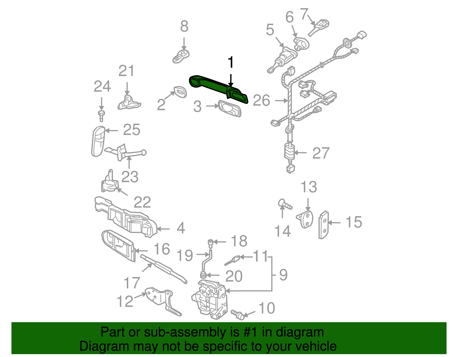 Handle, Outside - Volkswagen (1C0-837-205-GRU)