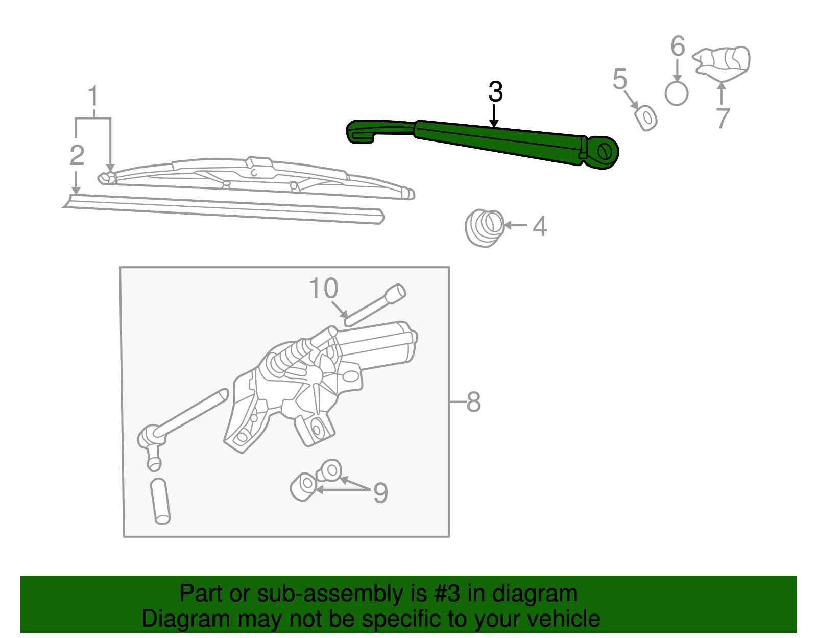 Wiper Arm - Volkswagen (8D9-955-407-A)
