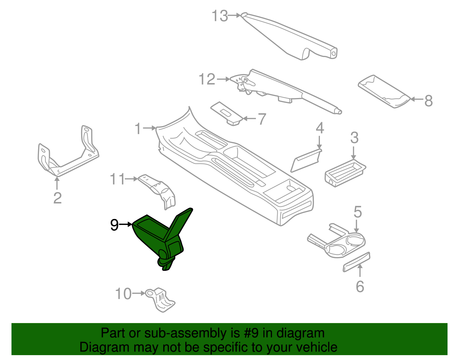 Armrest Assembly - Volkswagen (3B0-864-209-M-FHE)