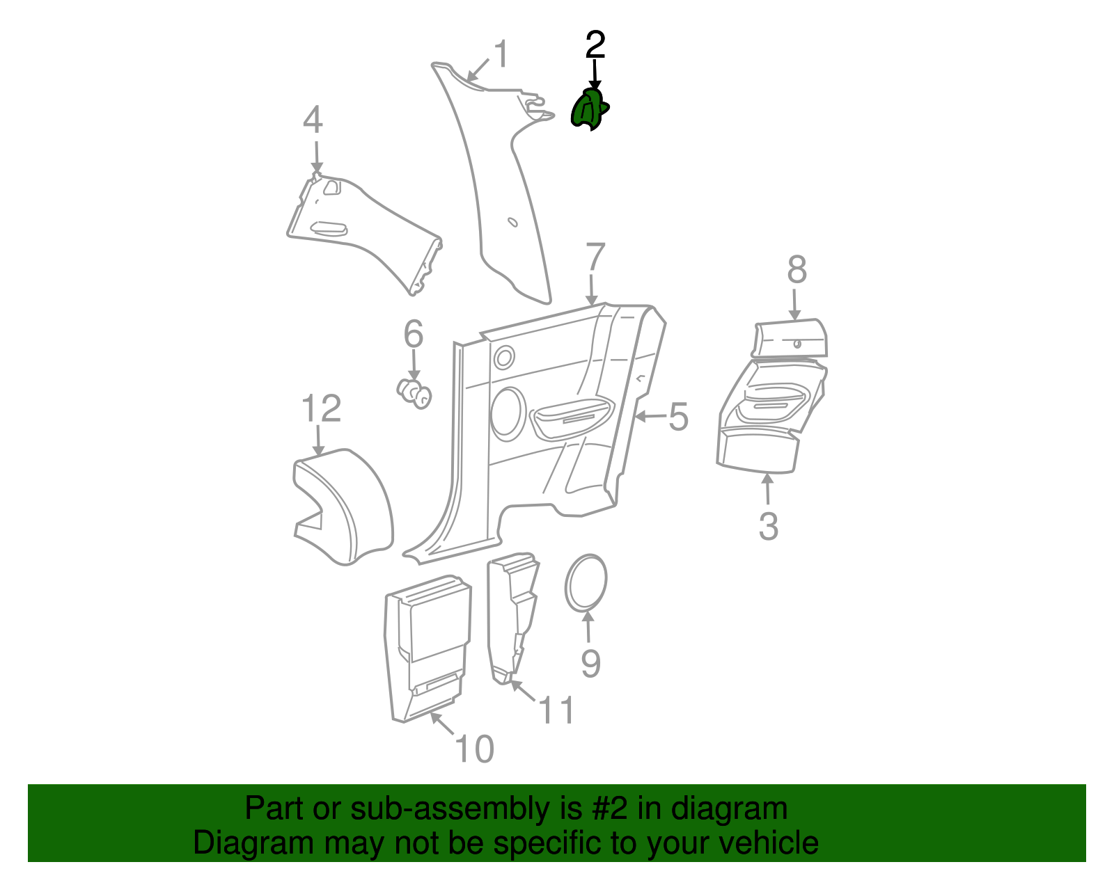 Body C-Pillar Trim Panel Clip - Volkswagen (6N0-867-276)