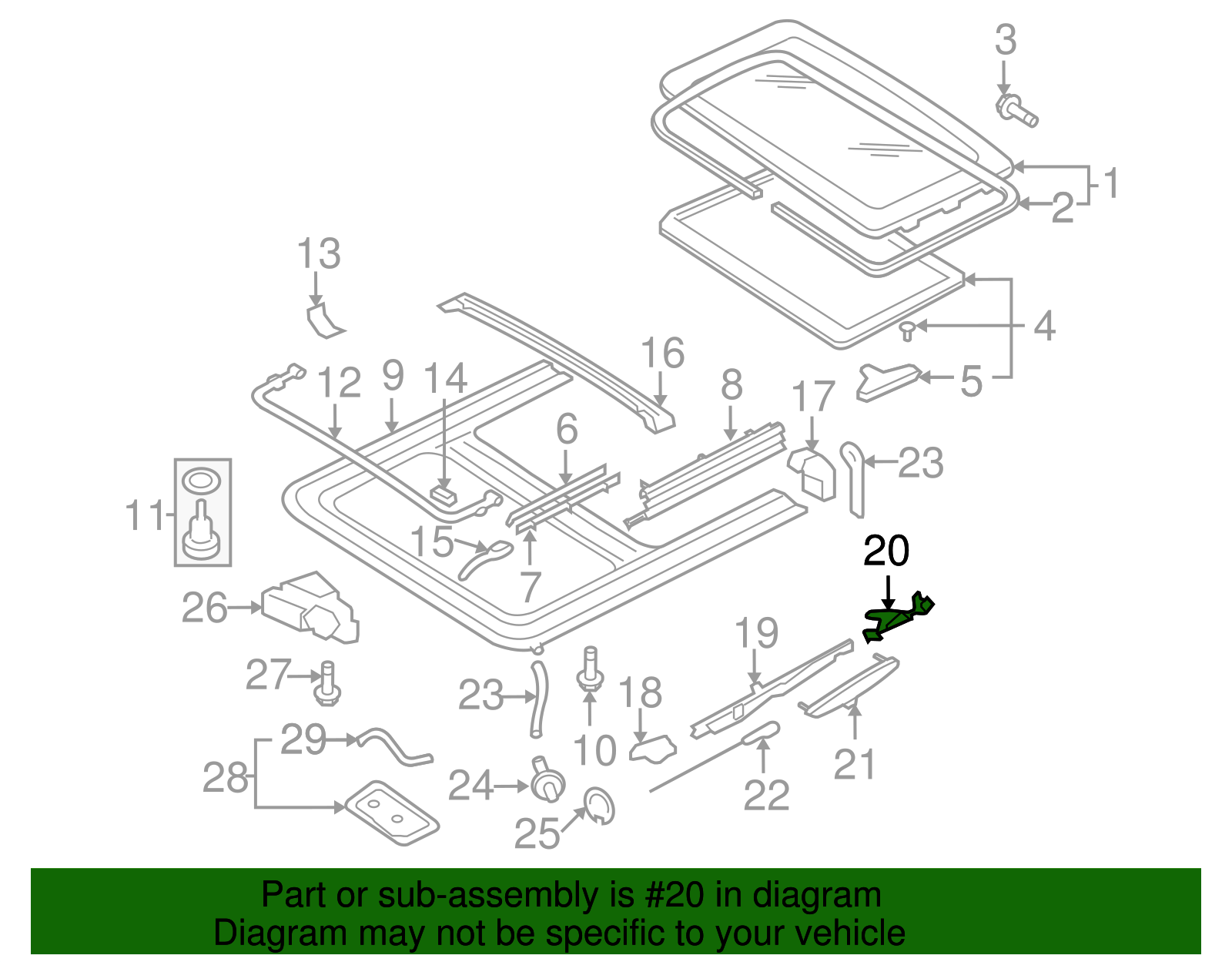 Sunroof Guide Jaw - Volkswagen (8D5-877-482)