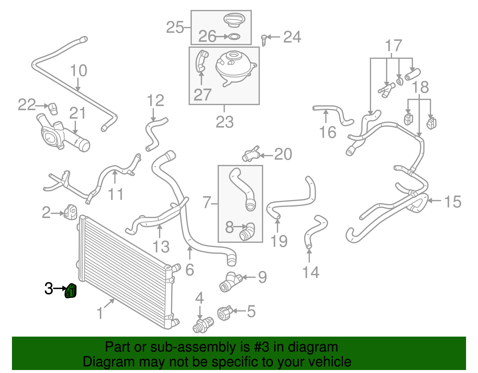 Radiator Lower Bracket - Volkswagen (1J0-806-157-F)