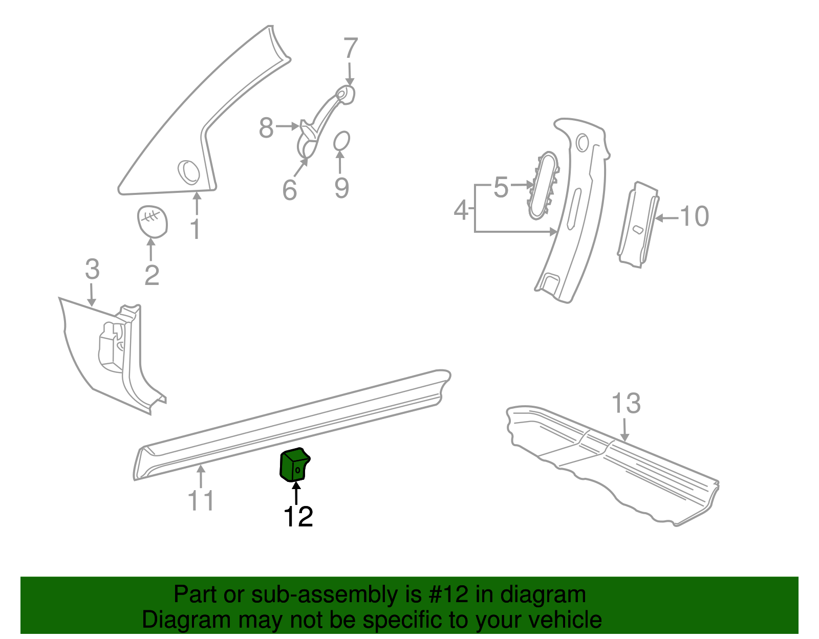 Upper Center Pillar Trim Clip - Volkswagen (4B0-867-276-A)