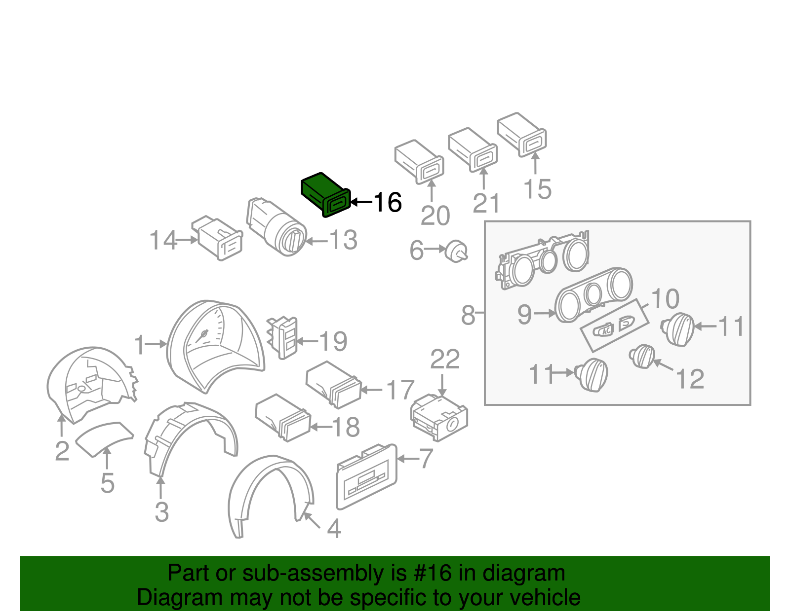 Seat Heat Switch - Volkswagen (1C0-963-563-B-20H)