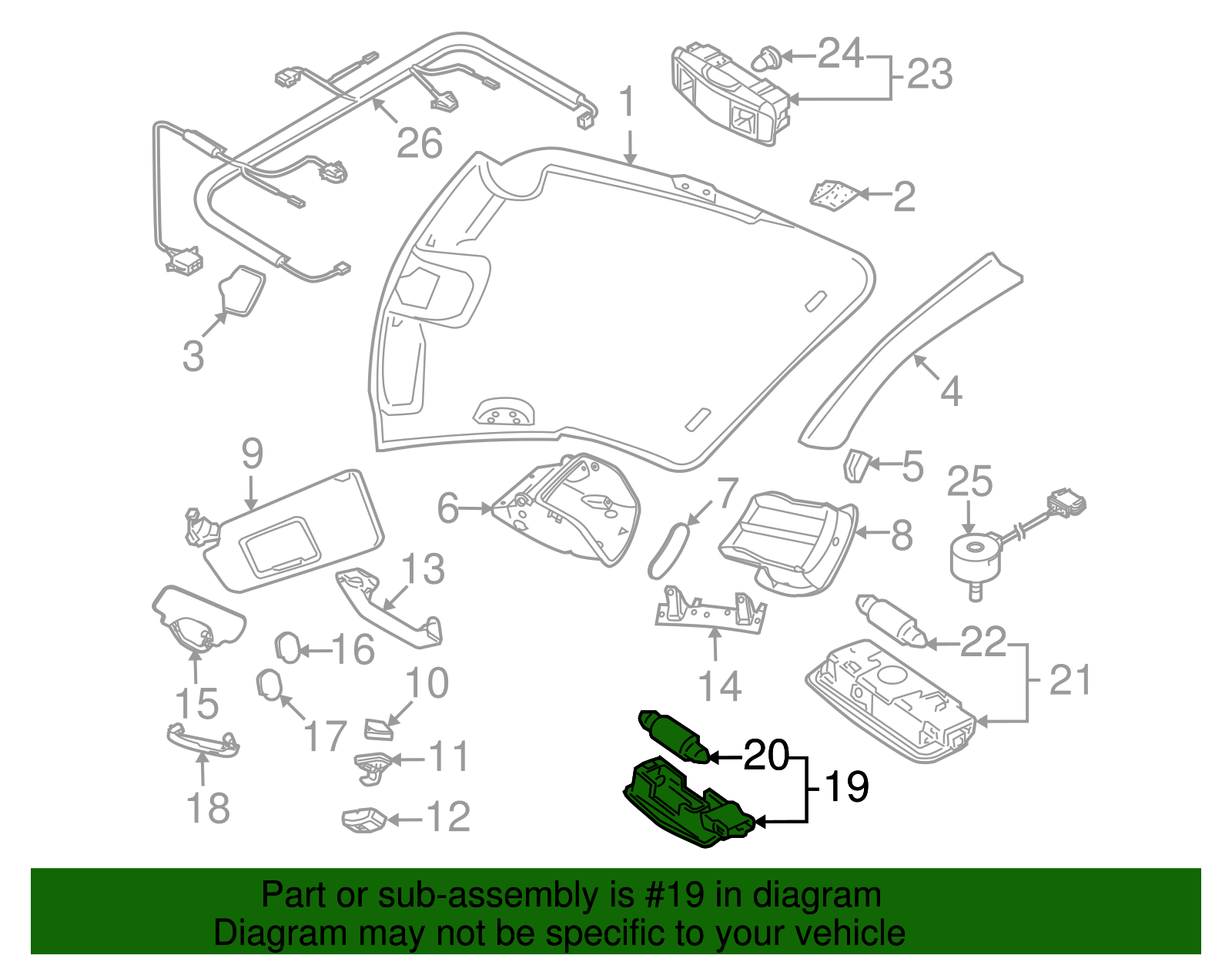 Visor Lamp - Volkswagen (3B0-947-109-3PT)