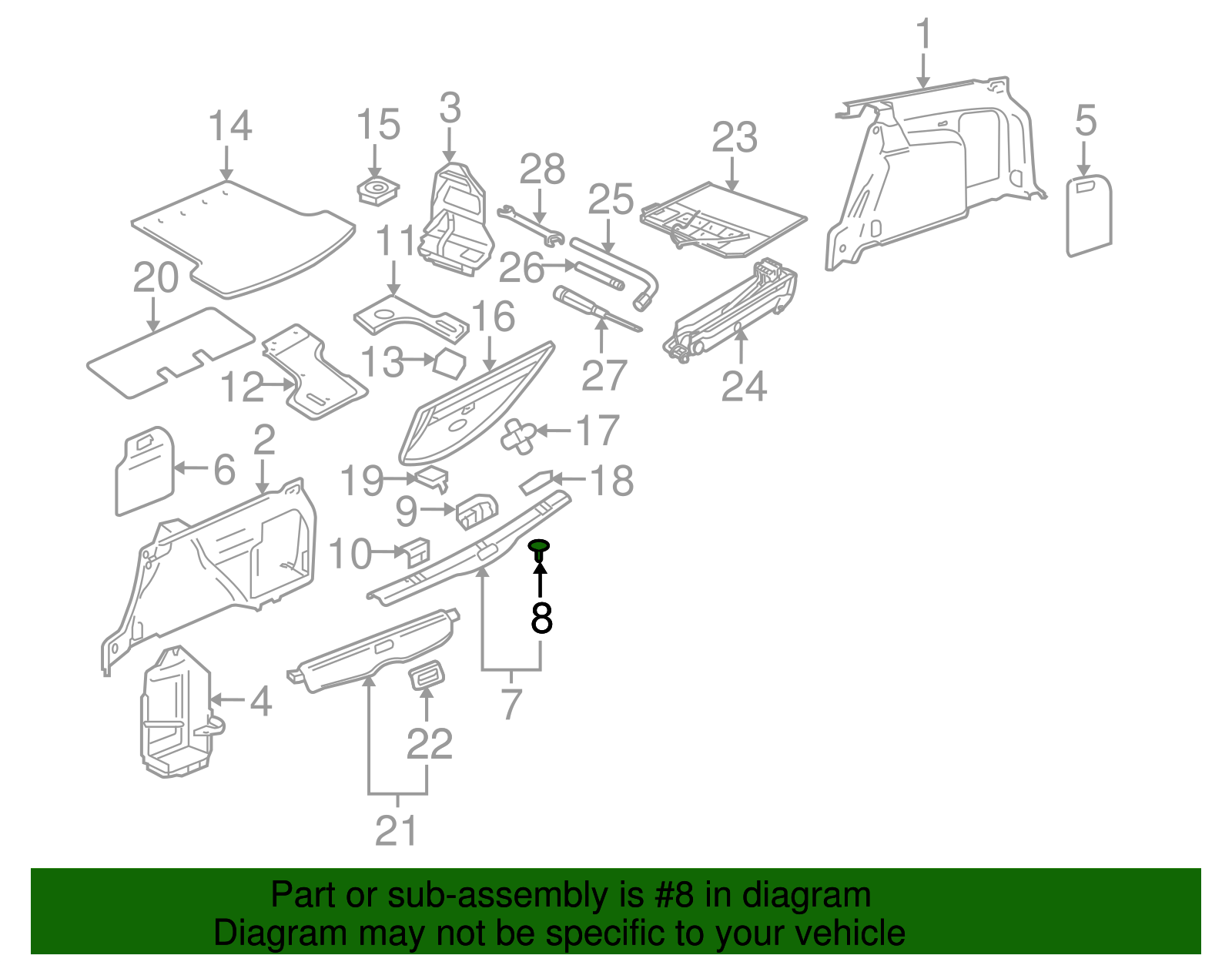 Lift-Gate Trim Scuff Plate Clip - Volkswagen (3B5-863-689-9B9)
