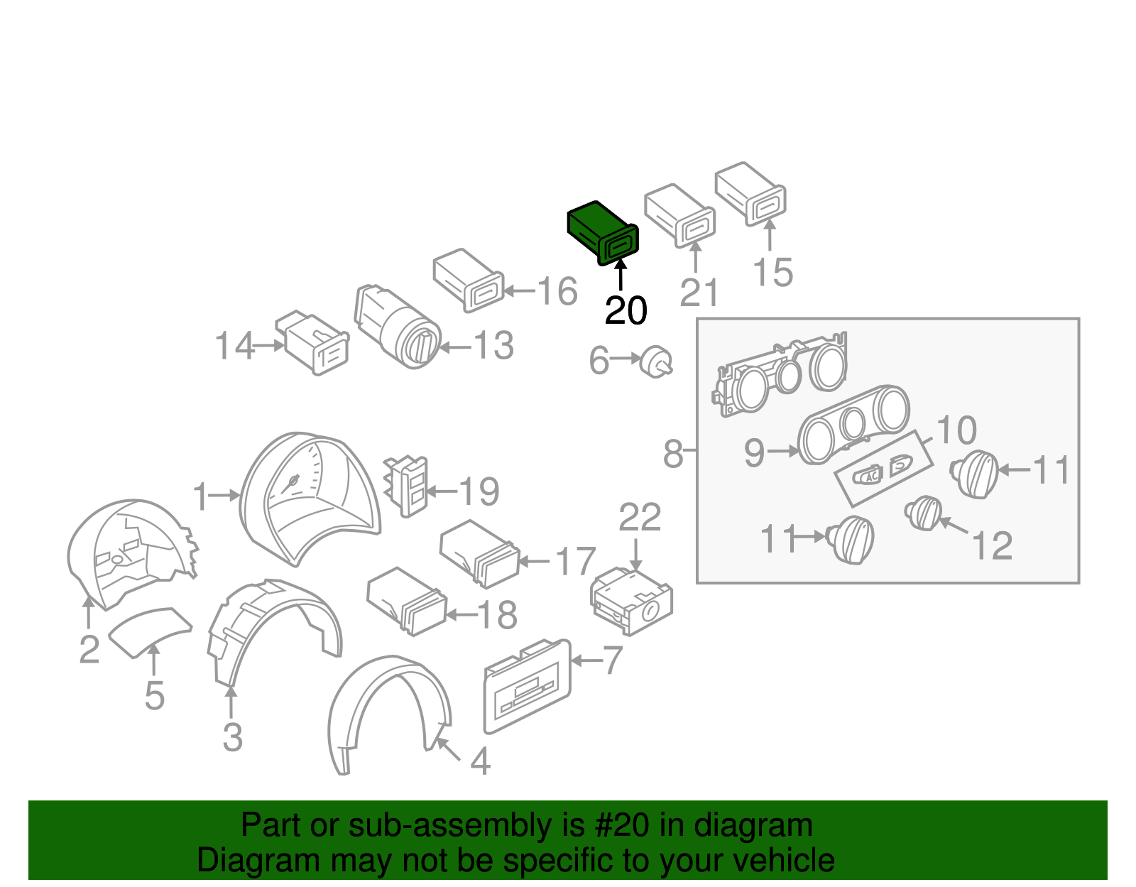 Hazard Switch - Volkswagen (1C0-953-235-B-B41)