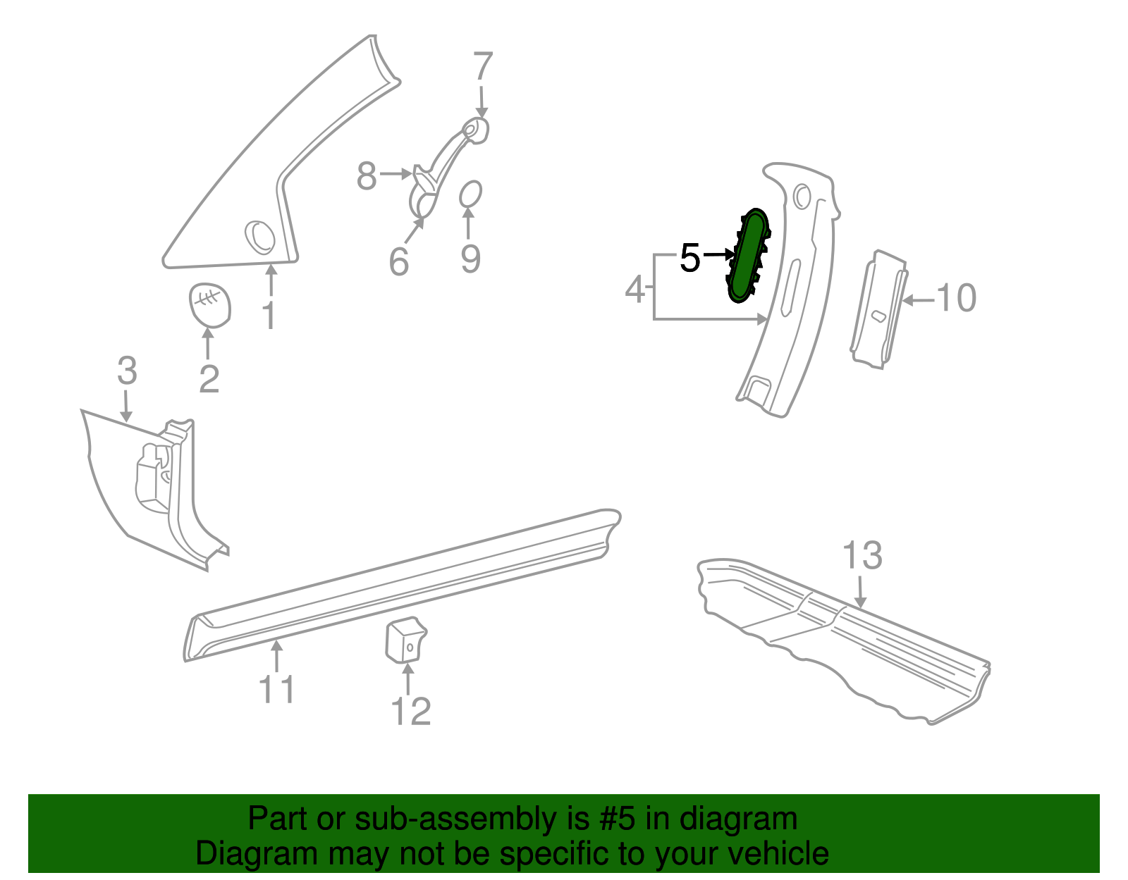 Center Pillar Trim Cover - Volkswagen (1J0-868-337-Y20)