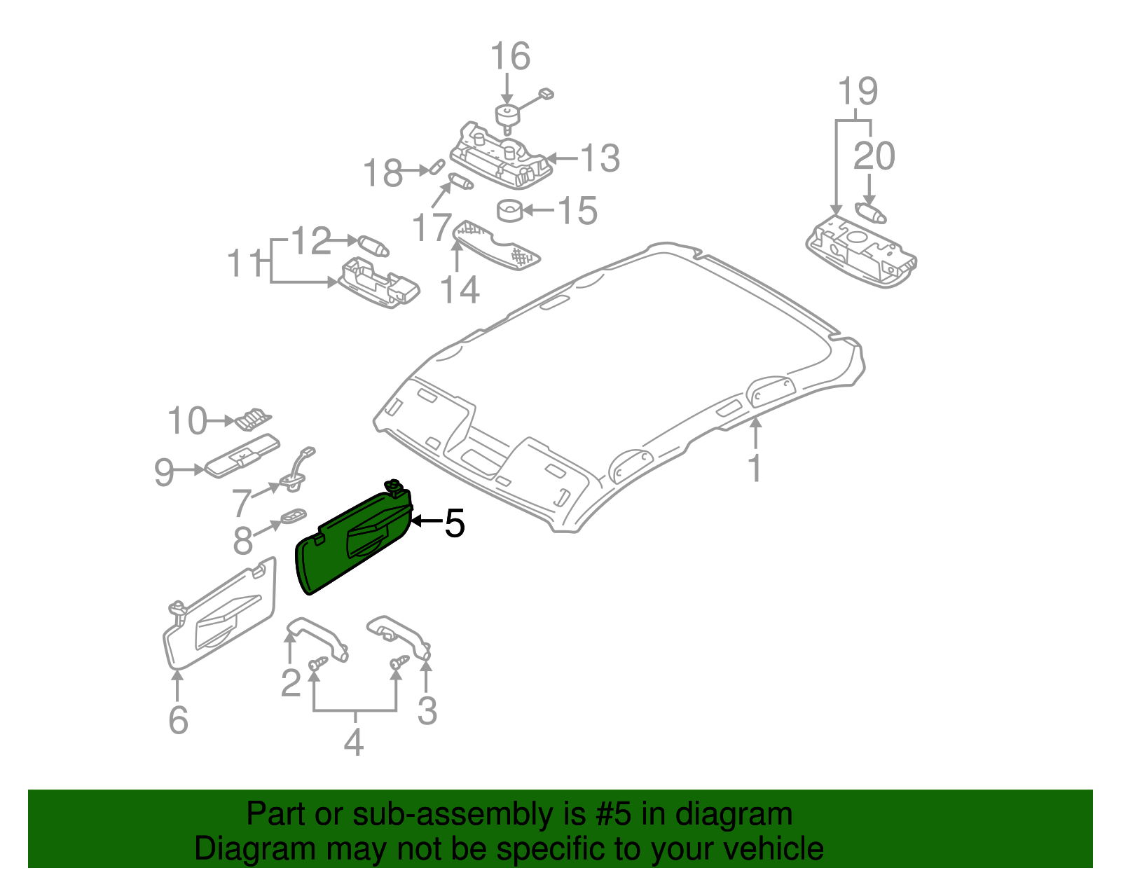 Sun-Visor - Volkswagen (3B0-857-552-E-X14)