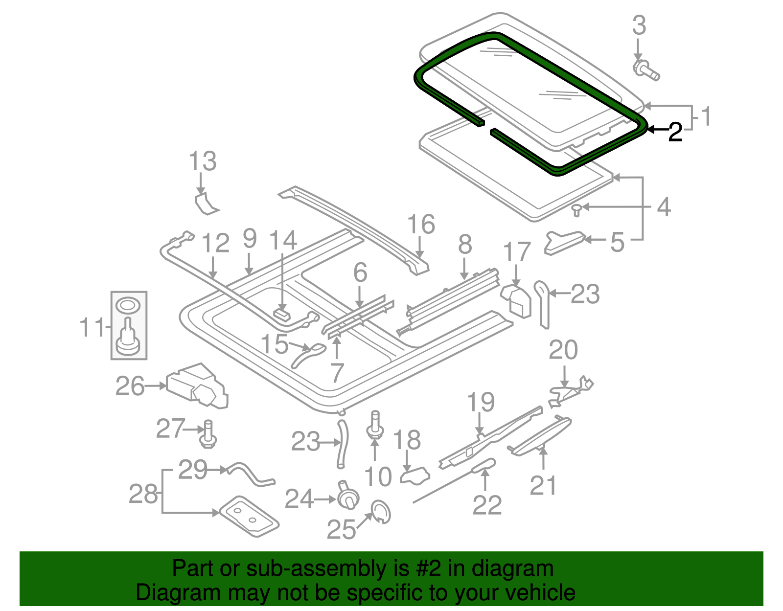Sunroof Glass Gasket - Volkswagen (8D0-877-297)
