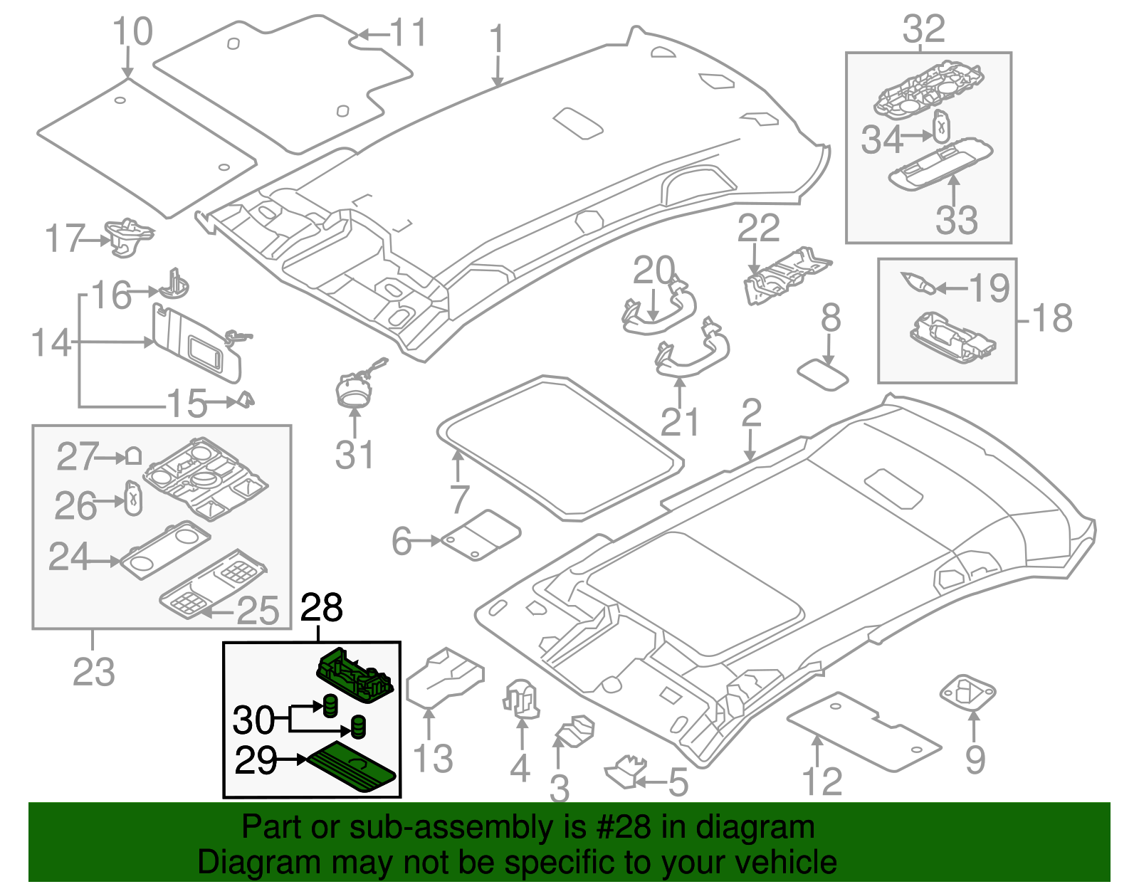 Dome Lamp Assembly - Volkswagen (3B0-947-105-C-Y20)
