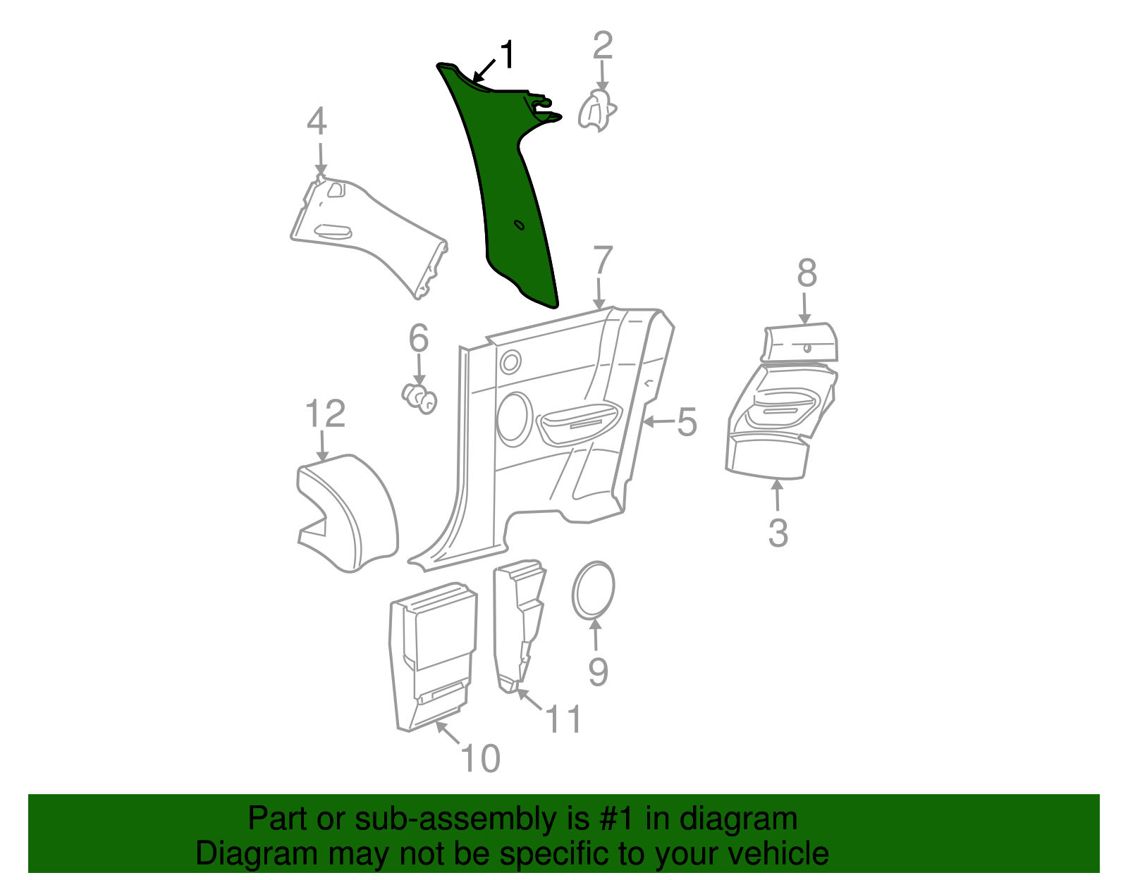 Quarter Pillar Trim - Volkswagen (1C0-867-287-E-X30)