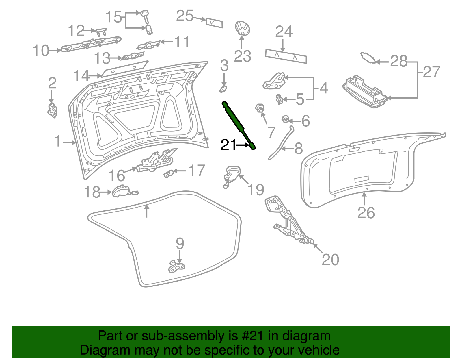 Trunk Lid Lift Support - Volkswagen (3B5-827-550-E)