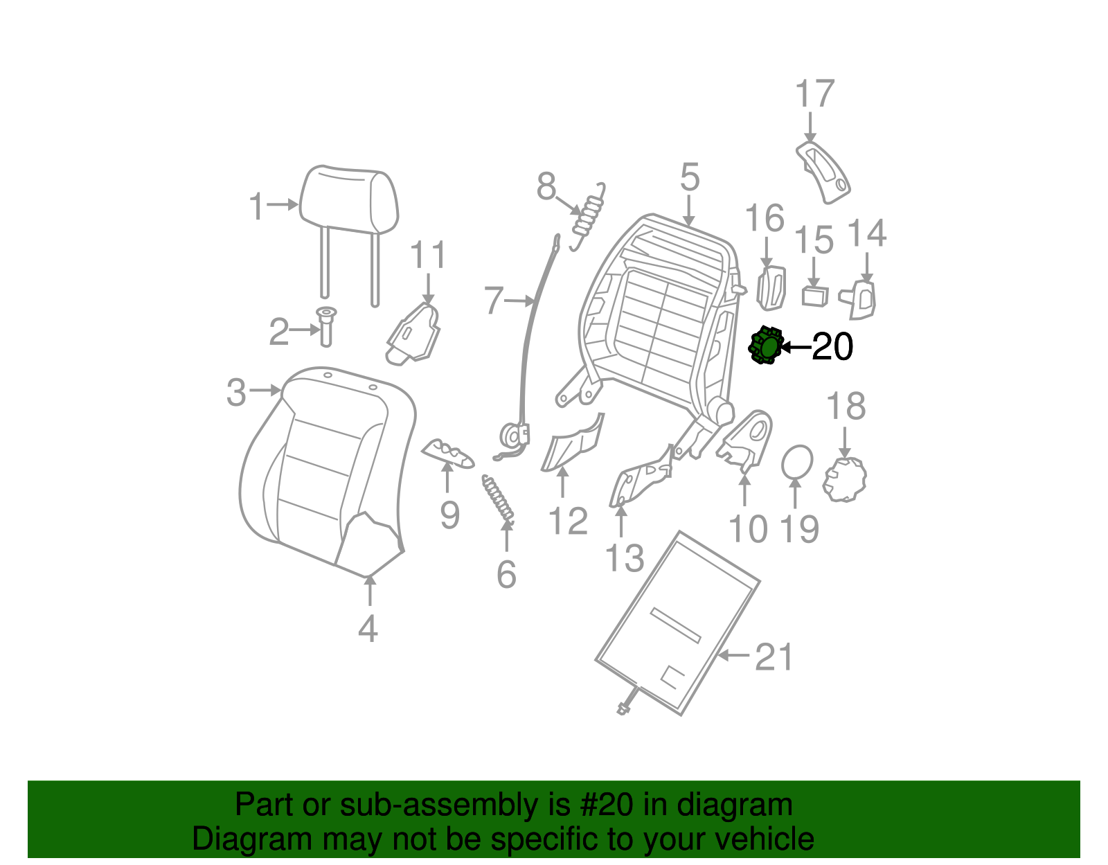 Seat Lumbar Adjustment Knob - Volkswagen (1J0-881-671-G-82V)